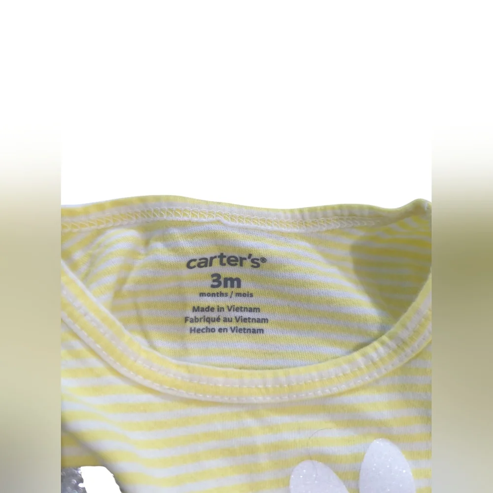 Carter's Yellow Striped Shirt With Silver Accents Size 3 Months.
